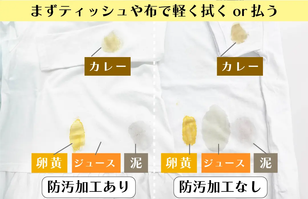 汚れを拭き取ったTシャツ