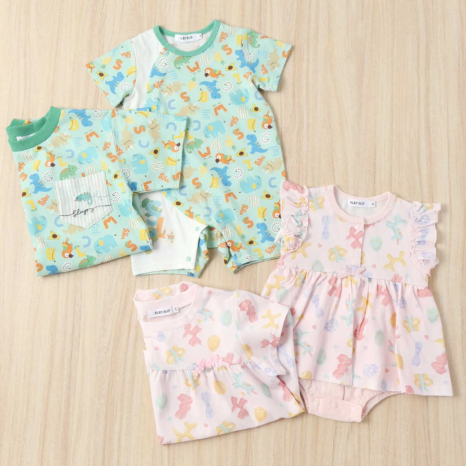 兄弟姉妹でお揃いができる総柄ロンパースとTシャツのリンクコーデギフト