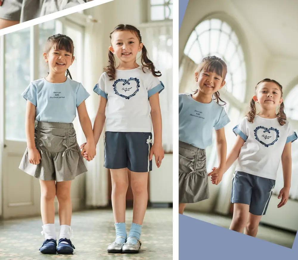 BeBe(べべ) 2026春夏 新作子供服 モデルの楽しそうな散策シーン2