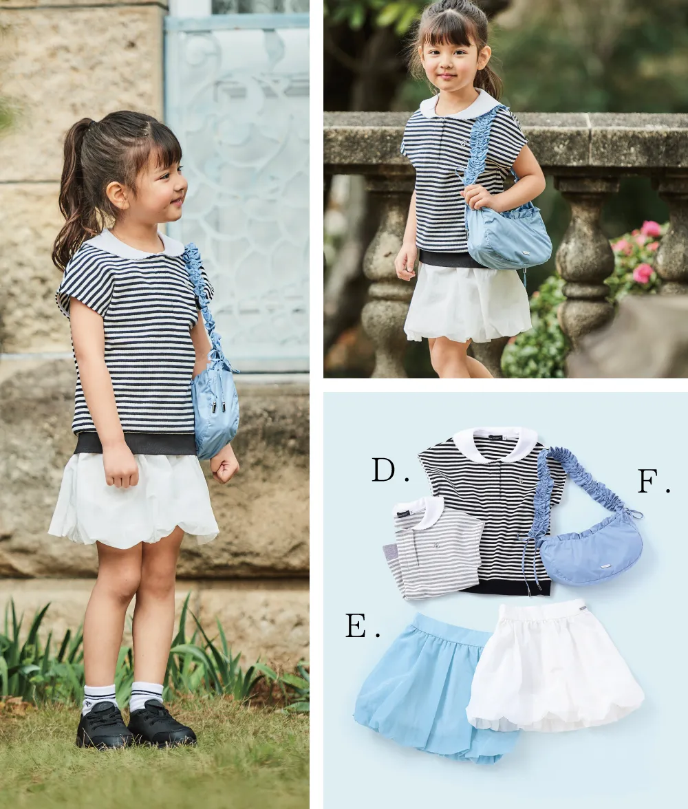 BeBe(べべ) 2026春夏コレクション ビラ・ケム橋を背景にした女の子のスタイリッシュなポージング