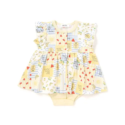 ベビー女の子フルーツミックス柄ロンパース