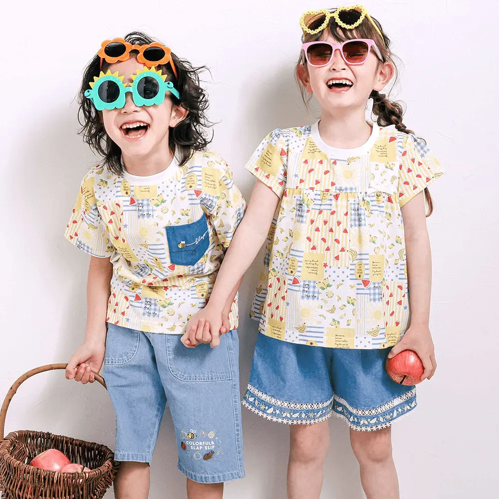 男女キッズリンクコーデ・フルーツミックス柄