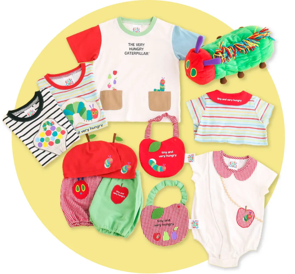 はらぺこあおむしの鮮やかな色彩をイメージしたSLAP SLIPの子供服ラインナップ