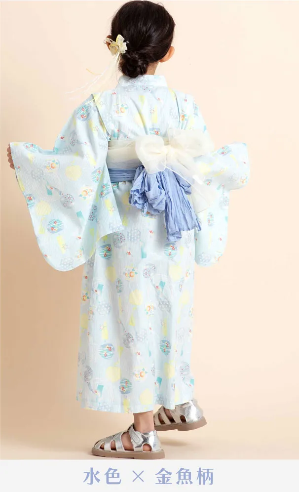 毬柄浴衣（ネイビー）の着用コーディネート