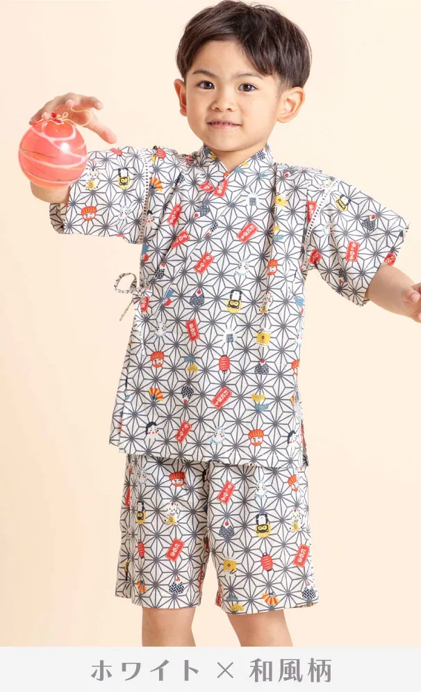 男の子用 恐竜柄甚平の着用コーディネート1