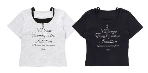 レイヤード風Tシャツ（ホワイト×ブラック）の商品画像