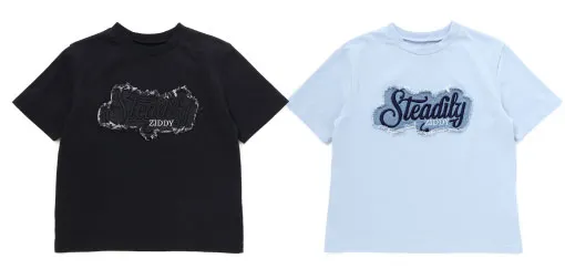 デニムパッチTシャツ（袖にデニム素材をあしらったデザイン）の商品画像