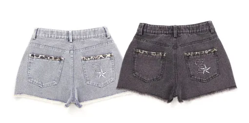 デニムショートパンツ（フリンジ加工）の商品画像