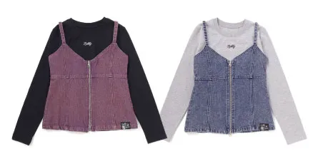 ZIDDY デニムビスチェ＆TシャツSET：トレンドのビスチェスタイルが即完成する春夏新作